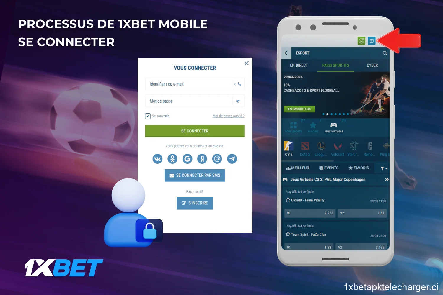 Pour accéder à la liste complète des options de paris, les utilisateurs de Côte d'Ivoire doivent se connecter à 1xBet Mobile