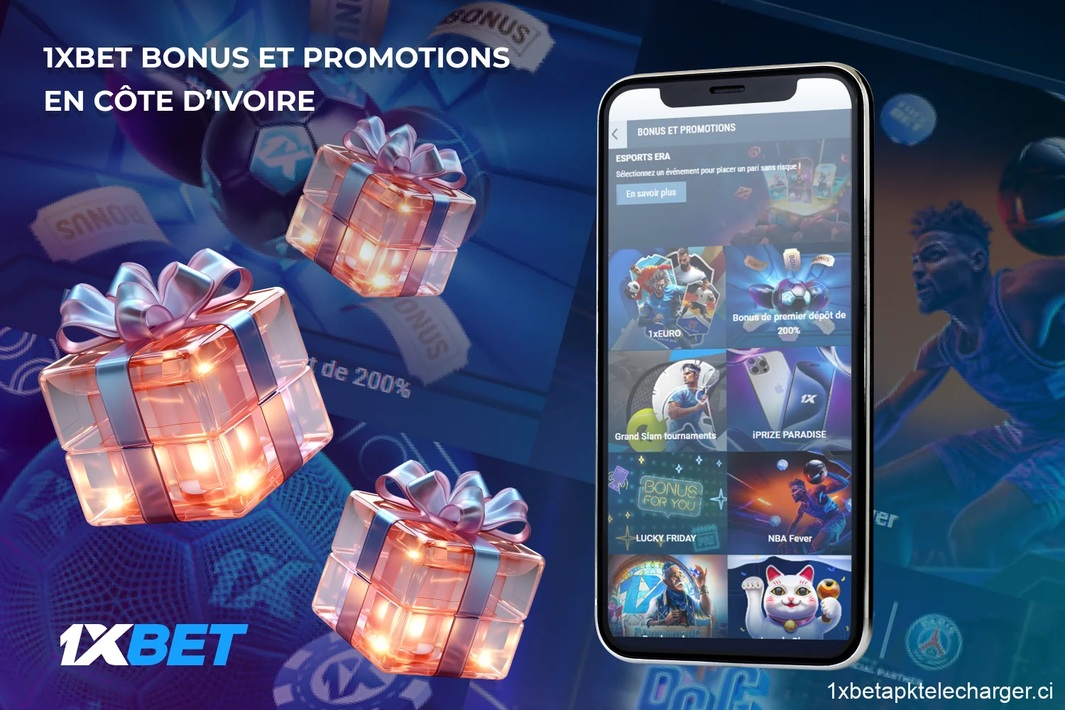 1xBet Côte d'Ivoire offre de généreux bonus à ceux qui choisissent de jouer au casino et aux paris sportifs du site