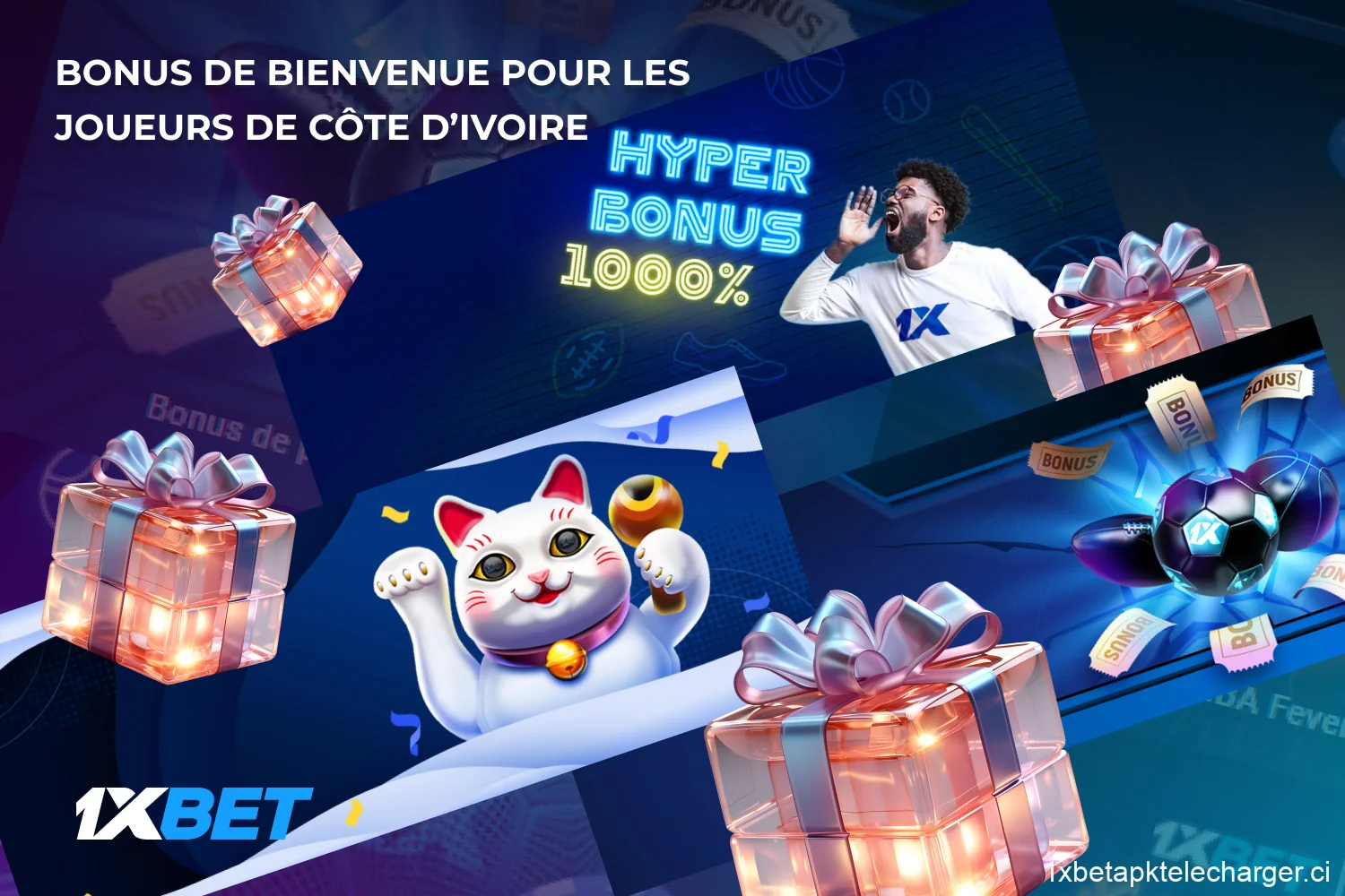 Les bonus 1xBet sont disponibles pour tous les nouveaux joueurs de Côte d'Ivoire, qu'ils choisissent de jouer aux jeux de casino ou de parier sur les sports