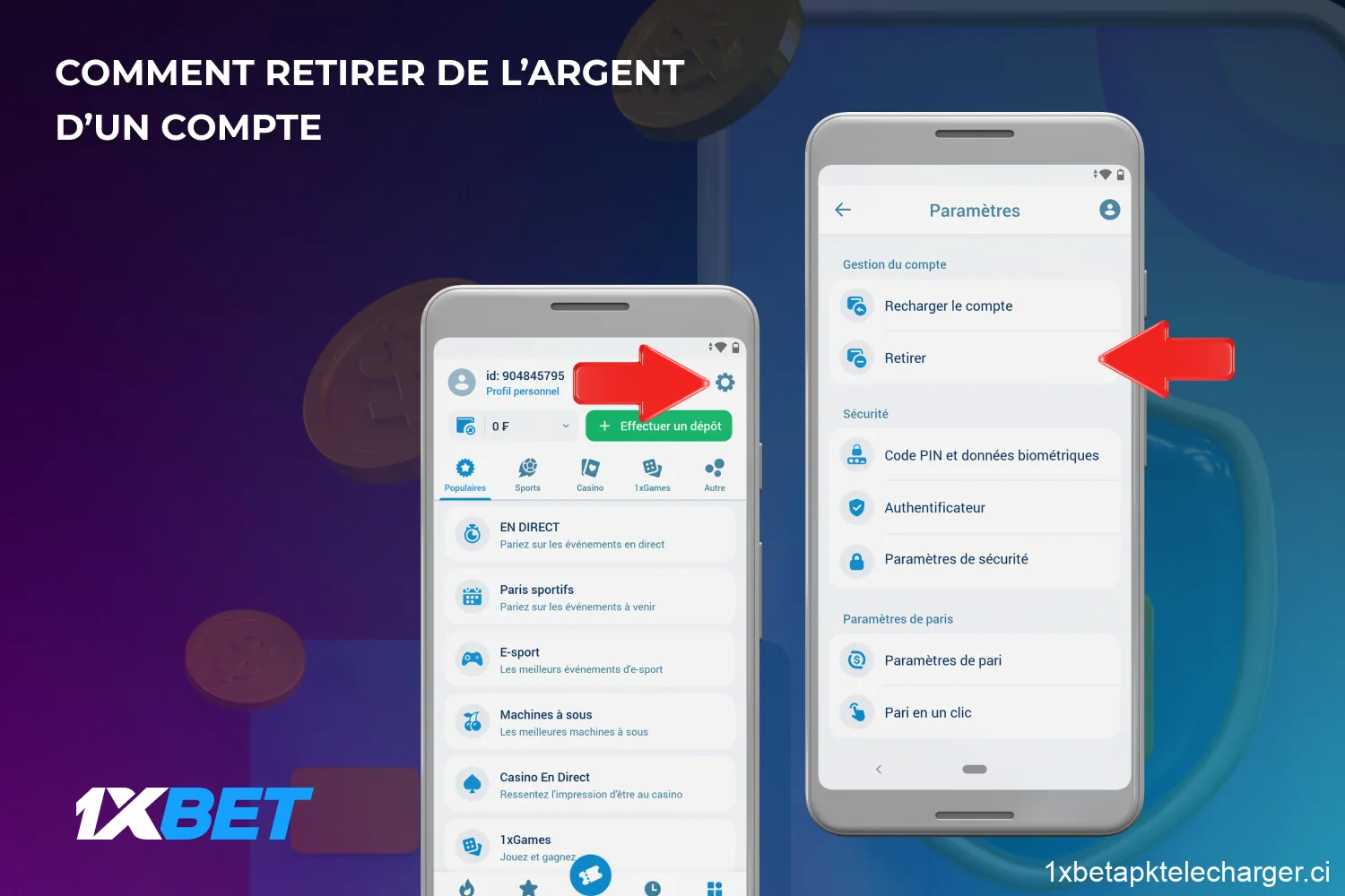 1xBet offre aux utilisateurs de Côte d'Ivoire des méthodes rapides et pratiques pour retirer de l'argent de leurs comptes