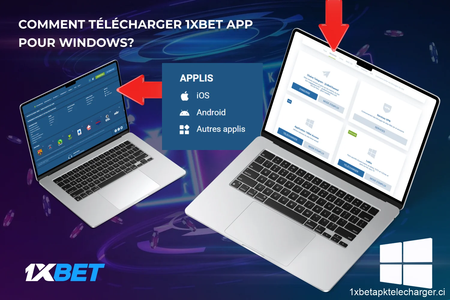 Téléchargez l'application 1xBet pour Windows depuis le site officiel, installez-la et profitez des paris