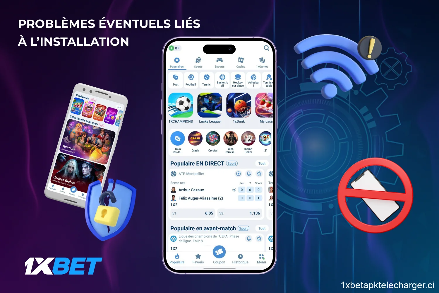 Si l'installation de 1xBet échoue, autorisez l'installation à partir de sources inconnues, libérez de la mémoire, vérifiez votre connexion Internet, redémarrez votre appareil ou téléchargez à nouveau l'APK